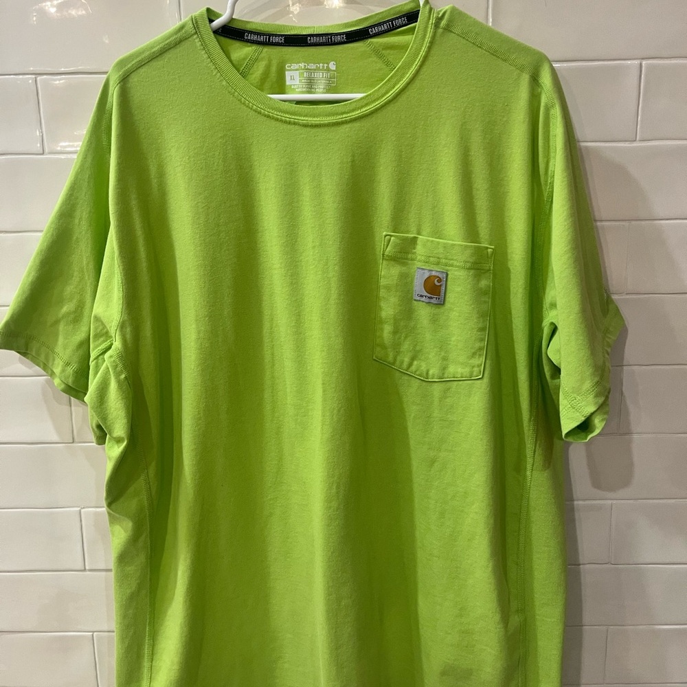 Carhartt Force Color-Enhanced T-Shirt for Men - Brite Lime Sz XL - Picture 2 of 6